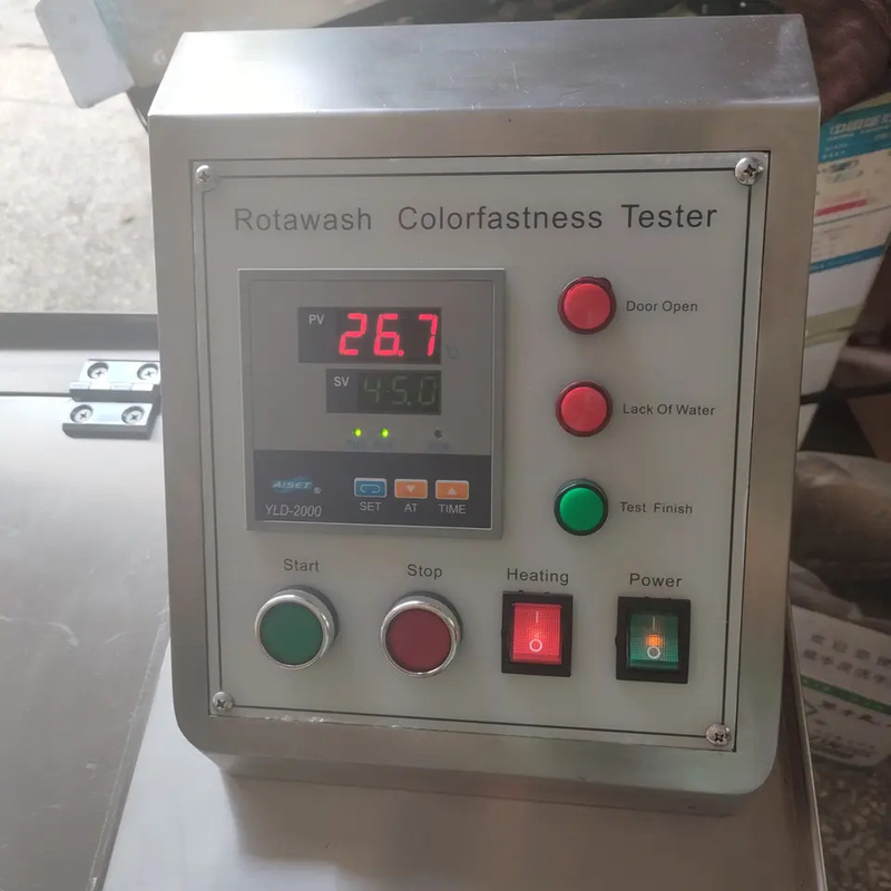 स्टेनलेस स्टील बॉडी और समायोज्य चलने के समय के साथ वस्त्र परीक्षण के लिए उच्च प्रदर्शन Rotawash रंग स्थिरता मशीन