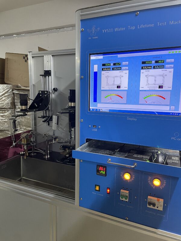 EN817 पेशेवर नल स्विच लाइफ टेस्टर, हीटिंग के साथ स्वचालित जल परिसंचरण, नल स्थायित्व मूल्यांकन के लिए 2-स्टेशन एक साथ परीक्षण