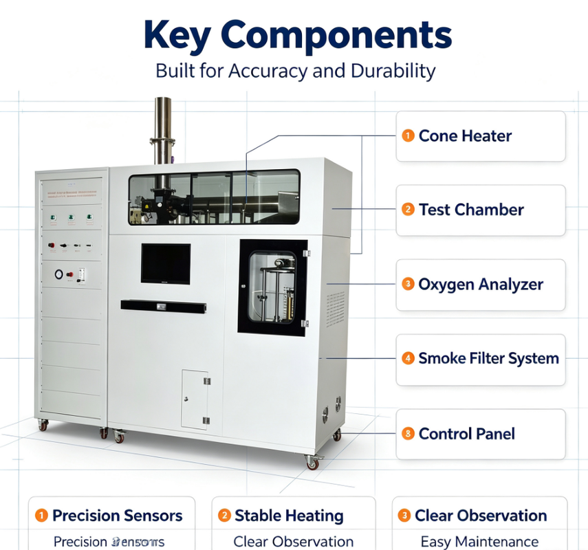 Cone Calorimeter Building Material Heat Release Rate Flammability Testing Machine ISO5660 ASTM E1354 Fire Combustion Performance Tester