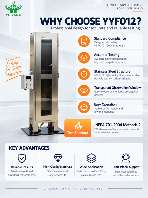 YYF012 Textiles and Films Flame Propagation Tester NFPA 701-2004 Method 2 with Glow Wire Ø 4mm and Gas Flow Meter
