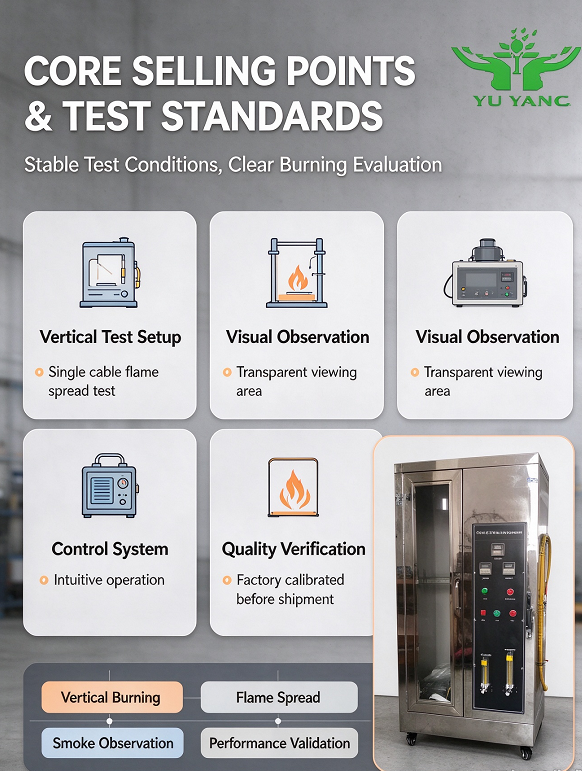 Single Laboratory Electrical Cable Burning Test Apparatus Vertical Flammability Tester for Wire and Cable